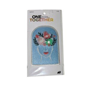 Embroidered Iron-On Patch With Floral Face Design By One Together  Unique